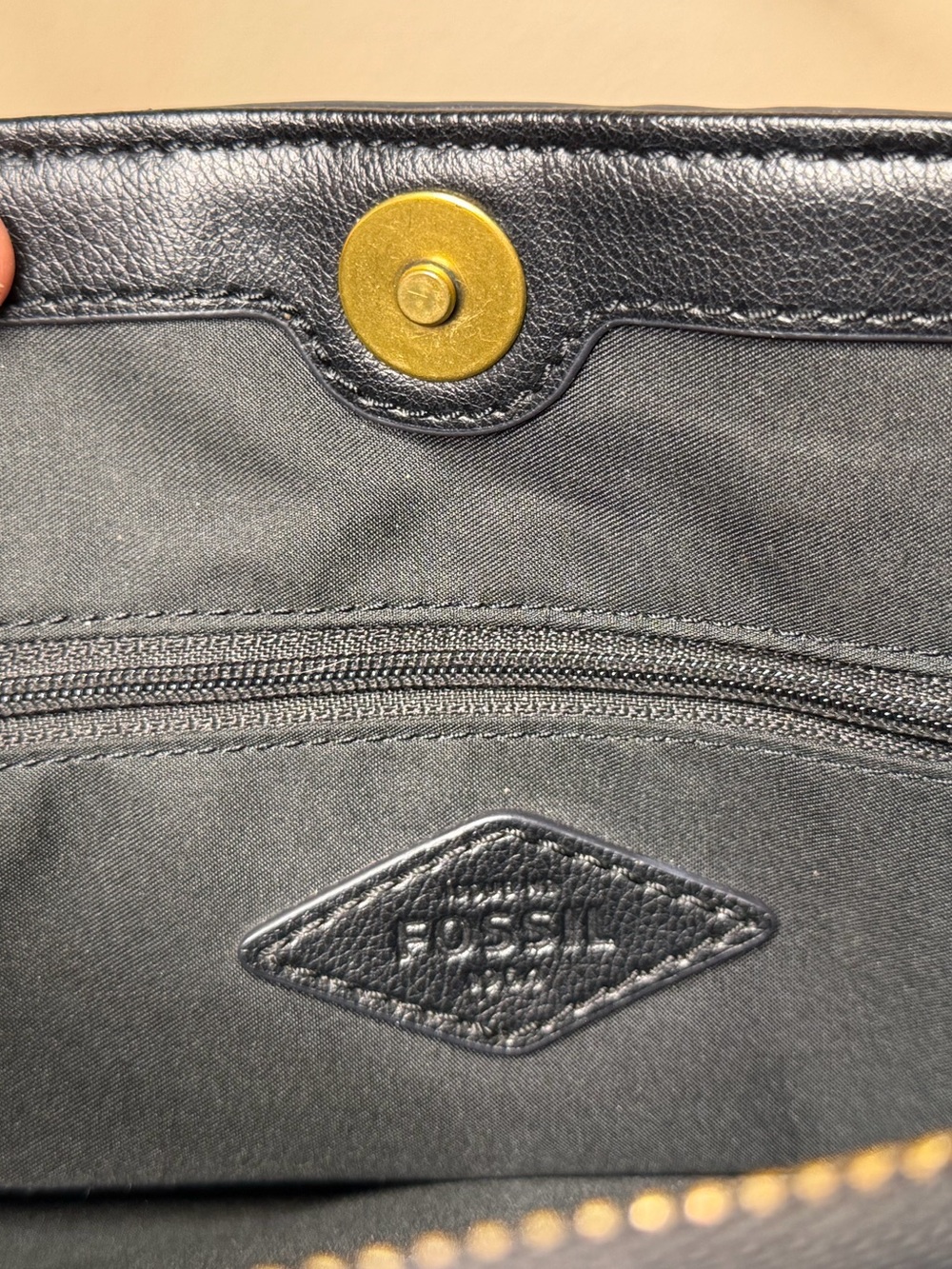 Vintage Fossil Striped Leather Satchel - Picture 12 of 15